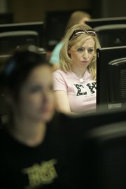 Shields concentrates in her Psychology 240 research and methods class at the UNLV Lied Library. She is studying to be a teacher.