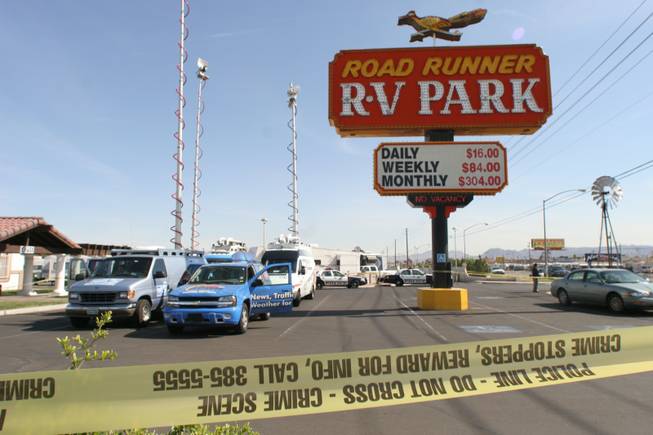 Metro Police and medical personnel investigate the death of a child at the Road Runner RV Park at 4711 Boulder Highway Wednesday, March 12, 2008. 
