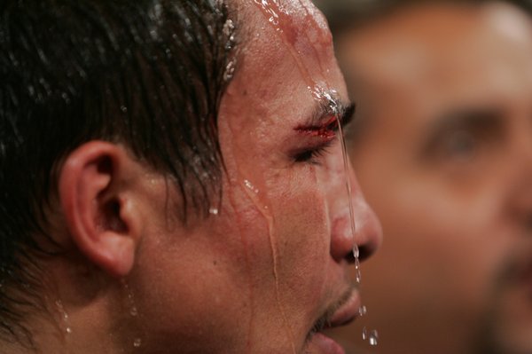 Juan Manuel Marquez waits in the ring after losing his ...