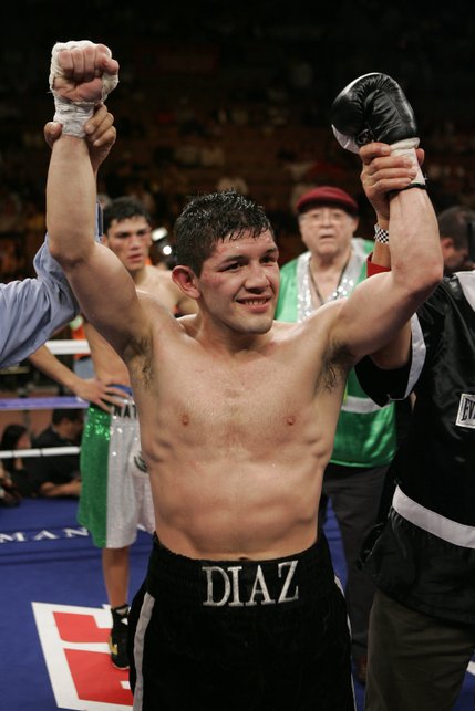 David Diaz celebrates after defeating Ramon Montano in their 10 round lightweight match. Diaz won by majority decision. 
