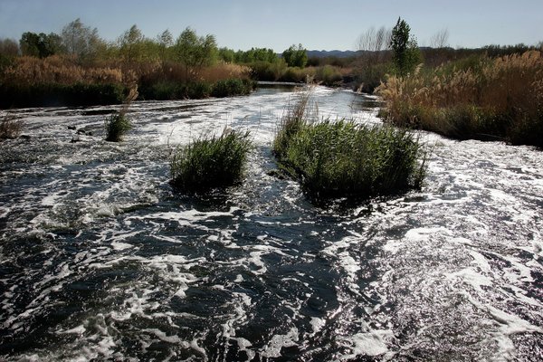 The Las Vegas Wash flows just past the Pabco Weir ...