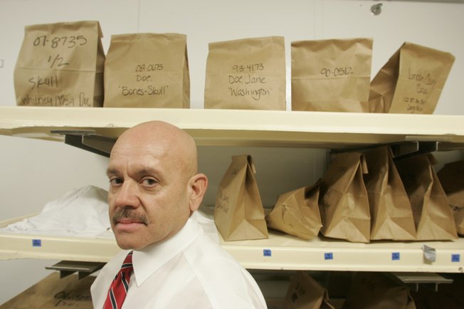 Clark County Coroner Mike Murphy, in the cooler housing unidentified remains Thursday, still dreams of having a body farm in the desert.