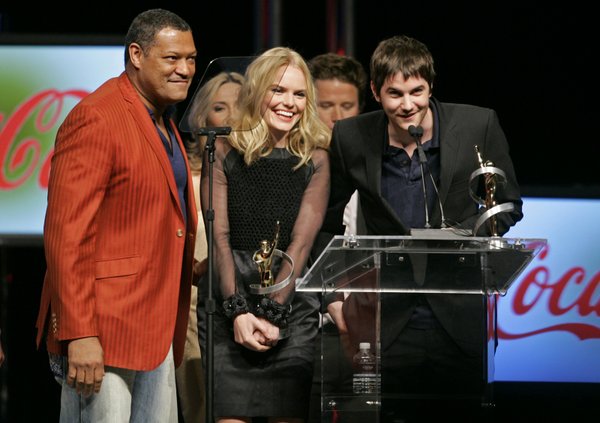 The cast of "21", Laurence Fishburne (L), Kate Bosworth (C) ...