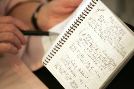 Susan Englander kept notes about the events surrounding the death of her husband, Harvey, an operating engineer who died at the CityCenter site in August. 