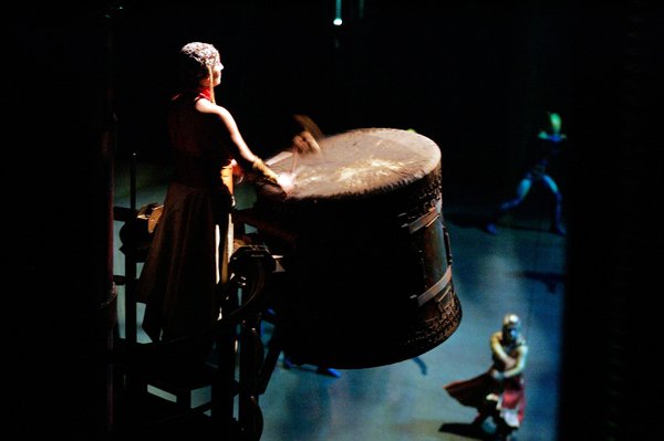 Assistant conductor Janine De Lorenzo, playing a drum onstage, has ...