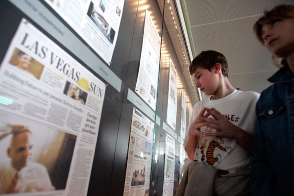 Carl Stokes, 13, and his mother Karen of Omaha, Neb. ...