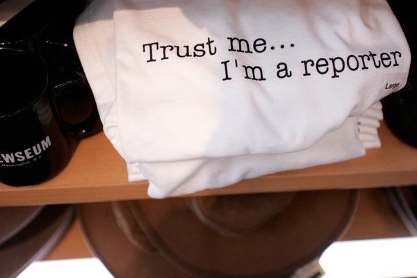 T-shirts and other items are for sale at the Newseum ...