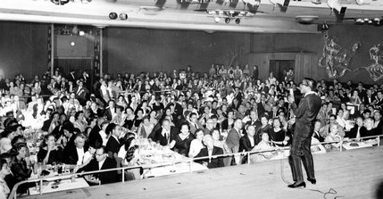 Sammy Davis Jr. performs in front of a packed crowed at the Sands' Copa Room during the 1960's.