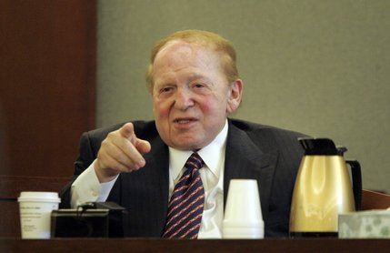 Las Vegas Sands Corp. Chairman Sheldon Adelson gives testimony during the a trial resulting from a lawsuit by Hong Kong businessman Richard Suen.