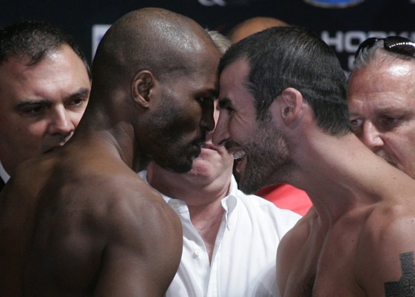 Boxers Bernard Hopkins, left, and Joe Calzaghe of Wales face ...