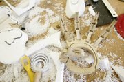 The tools and moving parts of the Entertainment Engineering and Design workshop are scattered on a table in the classroom at UNLV. The first official semester of the new degree program begins in September. 