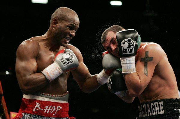 Bernard Hopkins connects on a punch to the side of ...