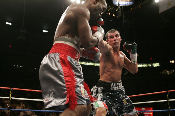 Joe Calzaghe unleashes a strong right hand.
