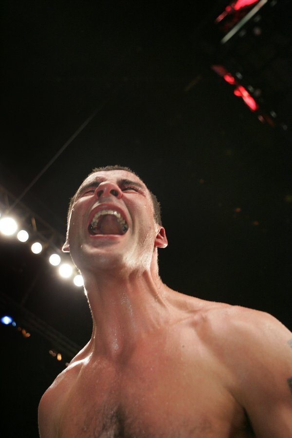 Joe Calzaghe reacts after it was announced that he had ...