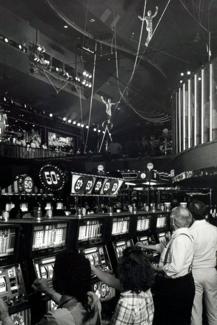 Trapeze artists, high-wire acts and serialists are showcased at the Circus Circus midway stage above the casino floor. In his 1971 book Fear and Loathing in Las Vegas, Hunter S. Thompson said about the Circus Circus, 