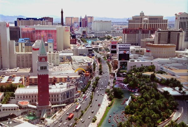 An aerial view of the Las Vegas Strip, looking south ...