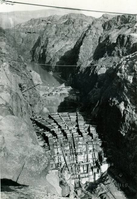 Boulder Dam's framework shown from the downstream side as its ...