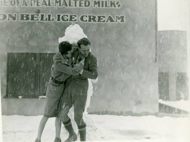 At least one person's enjoying the snow in this picture of the ice cream shop in Boulder City. Las Vegas is known for its extreme temperatures from the last recorded snowfall in 1979, to record heat in 2006.