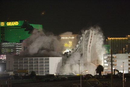 The dust starts to rise as the Boardwalk is razed to the ground. The casino's property has been turned into part of MGM-Mirage's $5 billion CityCenter Project.



