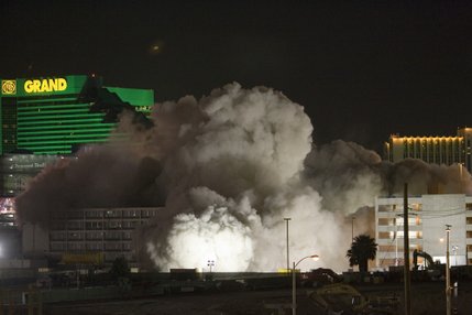 The iconic Boardwalk casino is reduced to rubble in less than a few minutes on May 9, 2006. After the dust settles, construction will begin on the CityCenter Project.