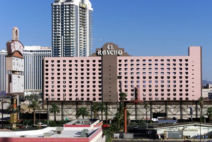 The El Rancho hotel-casino from the Circus Circus parking garage before it was imploded on Oct. 3, 2000.  