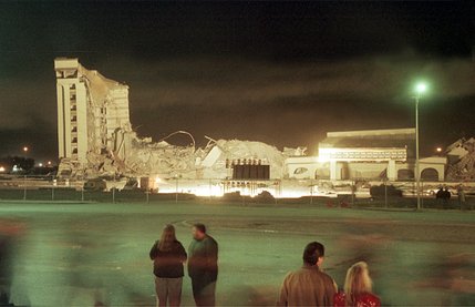 The south end of the Hacienda hotel-casino remains standing after the rest of the building was imploded on Dec. 31, 1996 to make way for the Mandalay Bay hotel-casino. 
