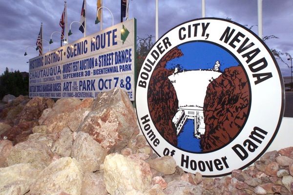 Signs in Boulder City at the intersection of U.S. 93 ...