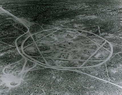 A simulated surface-to-air missile site shows the Star of David configuration most associated with the SA-2 missile. Nellis Air Force Base houses more than 150 aircrafts and a Warfare Center responsible for advanced combat training, tactics development and operational testing.