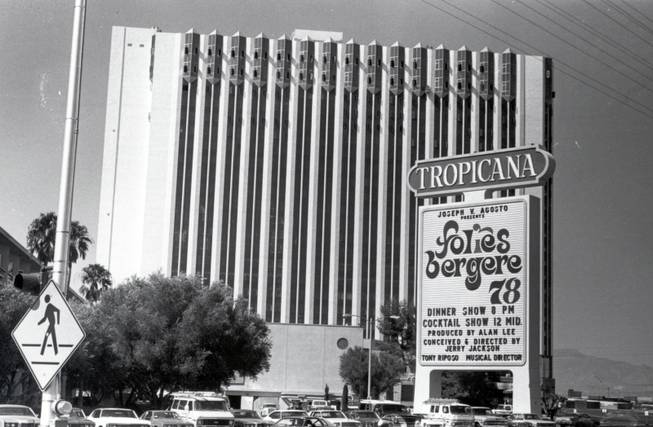 Mobster Joe Agosto graces the marquee of the Tropicana Hotel ...