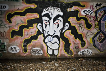Graffiti artworks line the walls of storm drains under The Strip in Las Vegas.