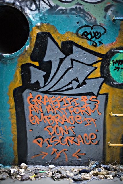 Graffiti artworks line the walls of storm drains under The Strip in Las Vegas.