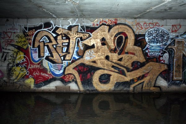 Graffiti artworks line the walls of storm drains under The ...