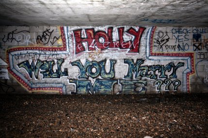 Graffiti artworks line the walls of storm drains under The Strip in Las Vegas.