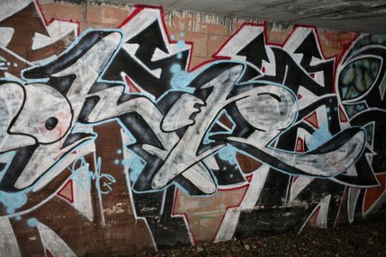 Graffiti artworks line the walls of storm drains under The Strip in Las Vegas.