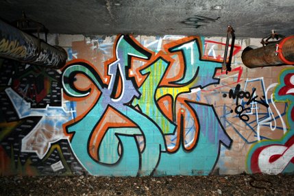 Graffiti artworks line the walls of storm drains under The Strip in Las Vegas.