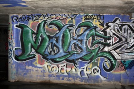 Graffiti artworks line the walls of storm drains under The Strip in Las Vegas.