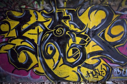 Graffiti artworks line the walls of storm drains under The Strip in Las Vegas.