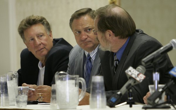 Jim Stanley, left, president of FDR Safety, Steve Ross, center, ...