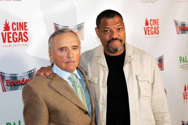 Actors Dennis Hopper, left, and Laurence Fishburne at the 2006 CineVegas film festival at the Palms, where Fishburne received the "Half Life Award."  