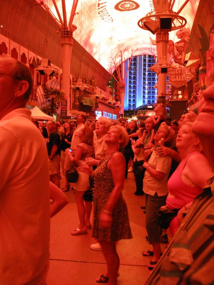Las Vegas resident Bobbi Tsatsa sings and dances as Don McLean's 