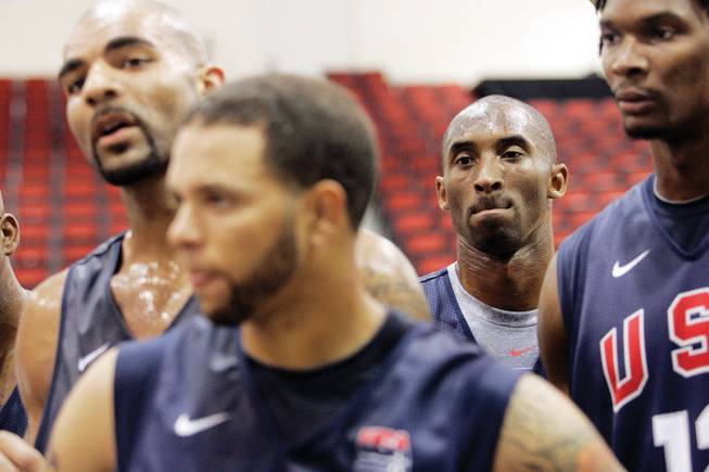 Team USA will be back in Las Vegas this month to play Canada and train for Beijing. Bryant, second from right, and his teammates will try to improve on a subpar stretch of international play, including in Athens.