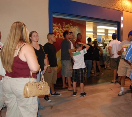 Dollar beers and fireworks brought a crowd out to Cashman Field. Fans waited in lines that wrapped around the stadium for the cheap brews. 