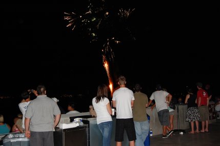 Spectators watch fireworks at Cashman Field after the Las Vegas 51s game Thursday. The game brought out close to 12,000 fans, the largest crowd this season. 