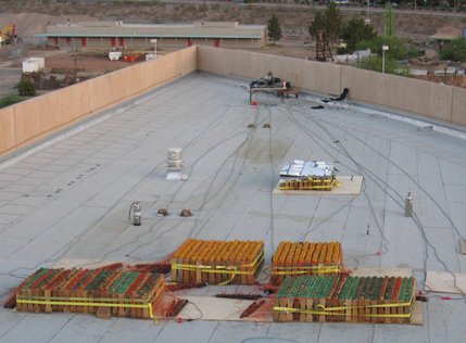A bird's-eye view of the assembled stack as it sits atop City Hall. 