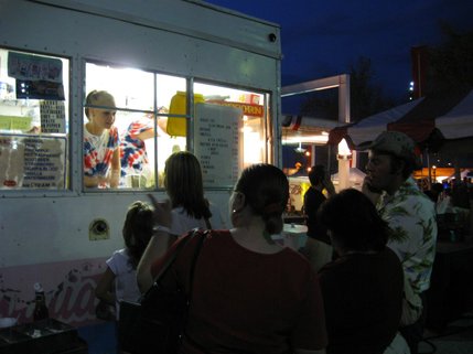 Food vendors were kept busy during Fourth of July celebrations in downtown Henderson. Some waited as long as 20 minutes for a special Independence Day sno-cone or patriotic pretzel.