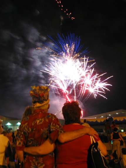 A couple enjoy both the fireworks and each other's company during the Fourth of July celebrations in Henderson.