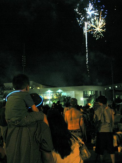 Families enjoy the fireworks show Friday night. 