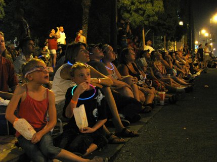 People lined the streets, sitting anywhere they could to get a good view of the Independence Day fireworks display.