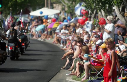 Summerlin residents line the streets to watch the Summerlin Patriotic Parade on July 4.