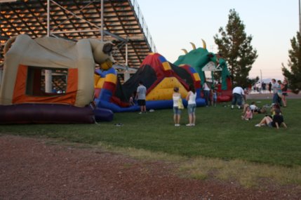 Kids keep themselves busy while playing at the Las Vegas Motor Speedway.